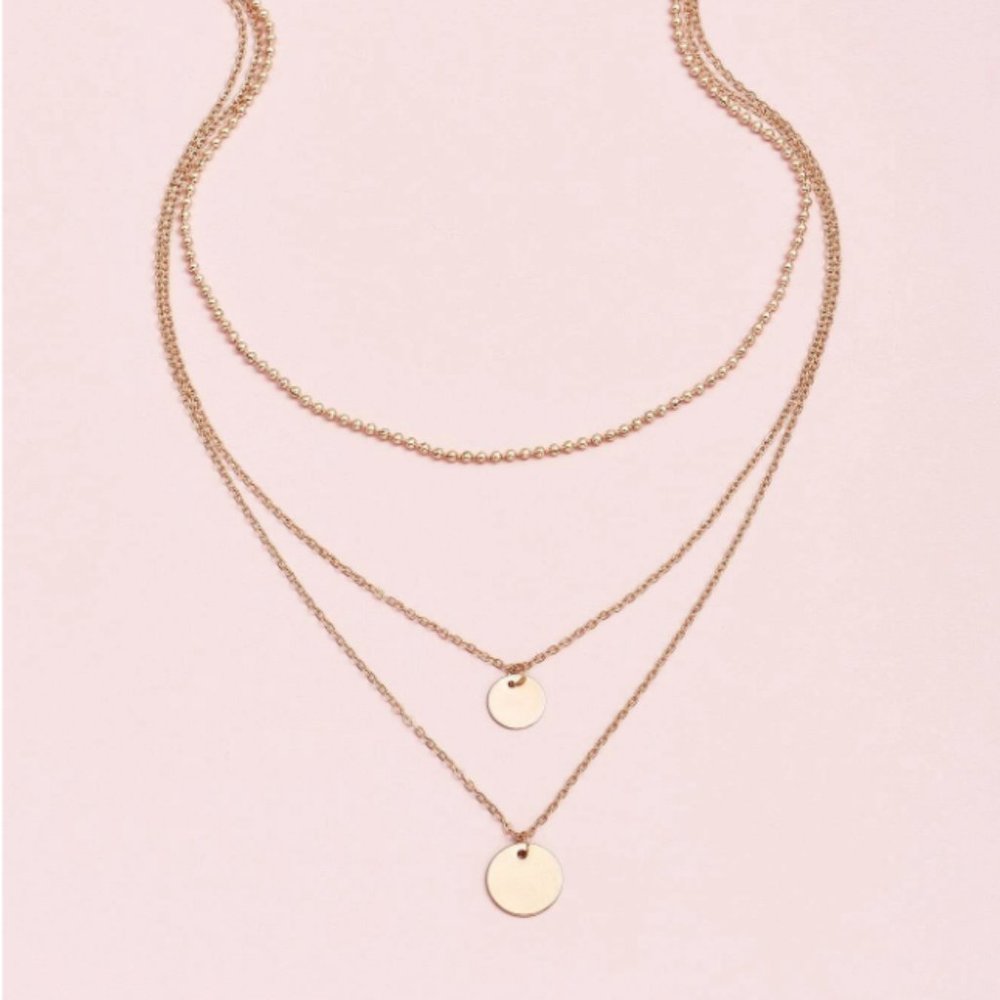 5 for $25 Gold Color Three Layer Coin Necklace - Picture 3 of 6